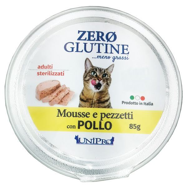 Unipro Zero Glutine Mousse e Pezzetti con Pollo 85g - Cibo Umido per Gatti Unipro Zero Glutine Mousse e Pezzetti con Pollo 85g - Cibo Umido per Gatti